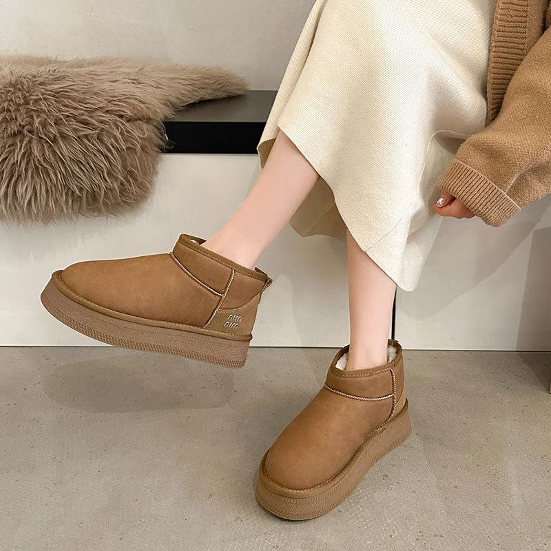 Botas de Neve Femininas Leves de Salto Grosso, Inverno, Isoladas, Forradas com Lã, Antiderrapantes, Casuais, Esportivas, de Camurça e Algodão