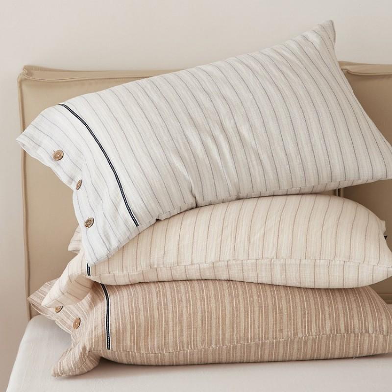 Soft Breathable Double Layer Cotton Pillowcase Set 48x74cm Single Bed Japanese Style