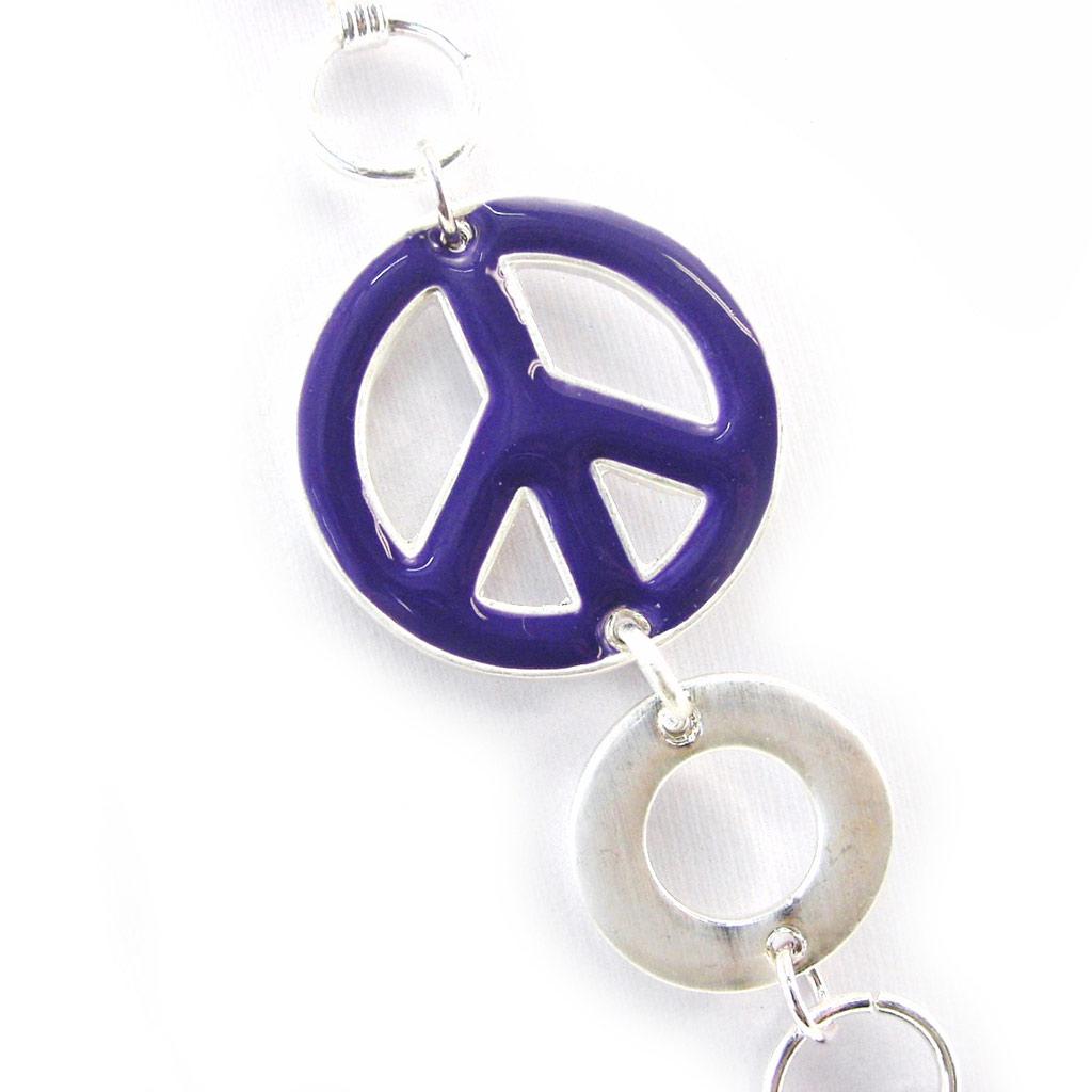 NOA [G5889] - Silver Purple 'Peace' Designer Necklace