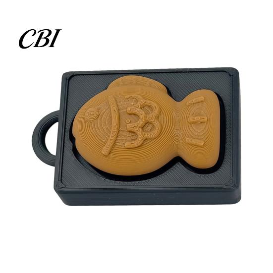 Openable Pendant 3D Printed Sea Bream Cake Fidget Toy, Taiyaki Decompression Keychain, Button, Finger Clicker Toys for Stress Relief Smooth Edge чёрный