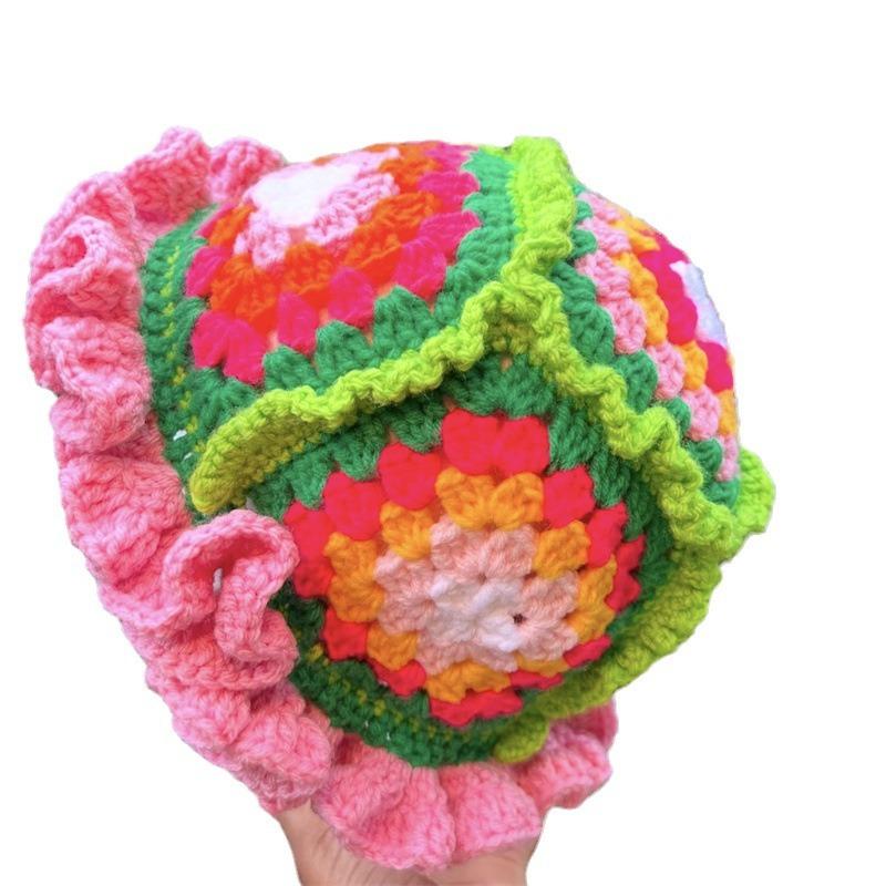 New Handmade Crocheted Color-blocked Jellyfish Hat, Fashionable and Personalized Adult Hat