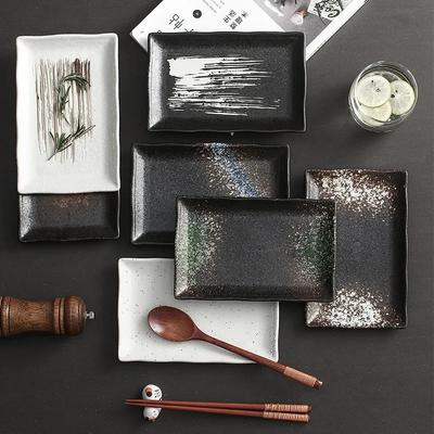 Japanese-style Simple Stone Sushi Plate Ceramic Rectangular Inventory Heart Plate Hotel Personalized Cake Snack Tableware