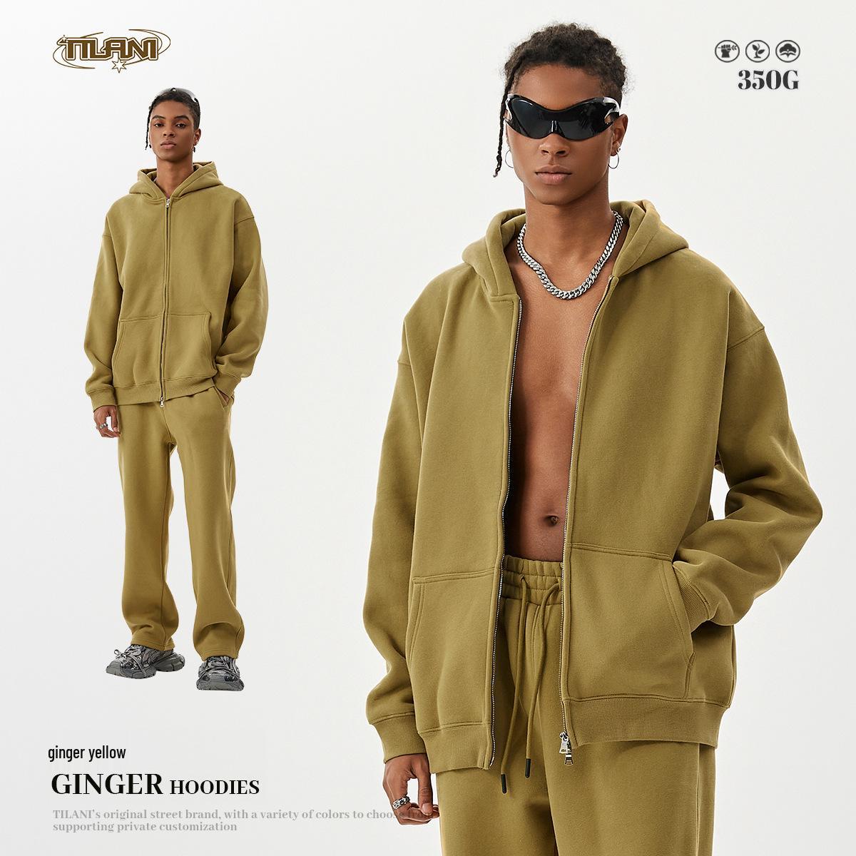 TILANI Men s 2026 Spring & Autumn Velvet Hooded Cardigan - Casual Solid Color Loose Fit Zipper Jacket. S