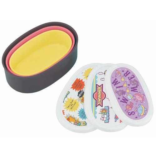 Skater Lunch Box, Sealable Container, Storage Container, Set of 3, Silver Ion Ag+ Antibacterial Swimmer, Made in Japan, 860ml (SRS3SAG)