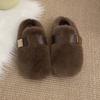Internet Celebrity Explosion Mink Hairy Shoes Women Winter Wear Belt Buckle Thick Sole Velvet Bean Shoes Fairy Warm Cotton Mop