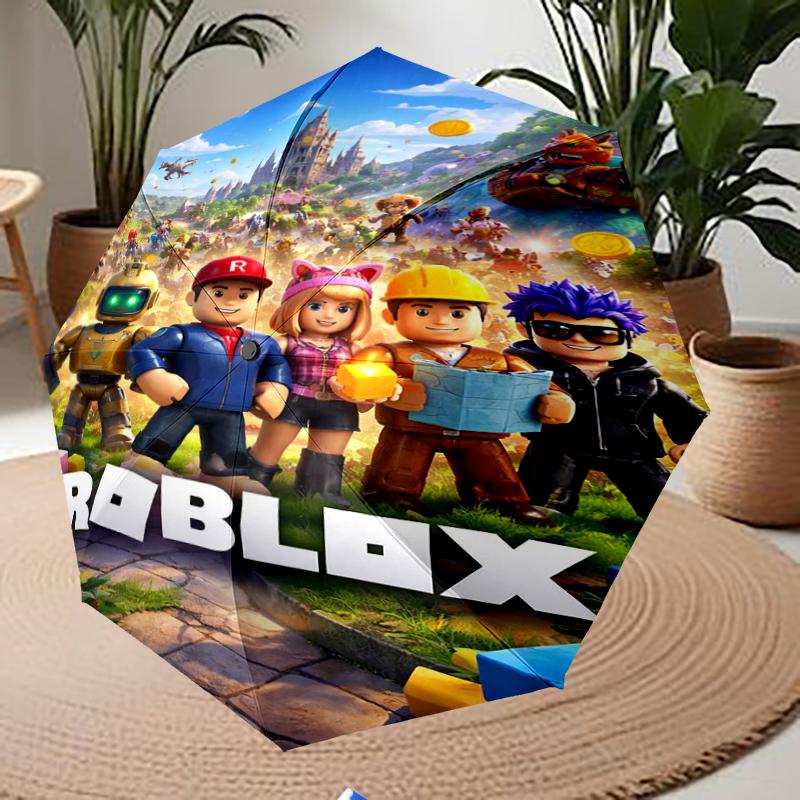 Roblox Theme Automatic Umbrella, Lightweight & Portable, 8 Rib, Perfect for Outdoor Travel, Birthdays, Christmas, Gifts.