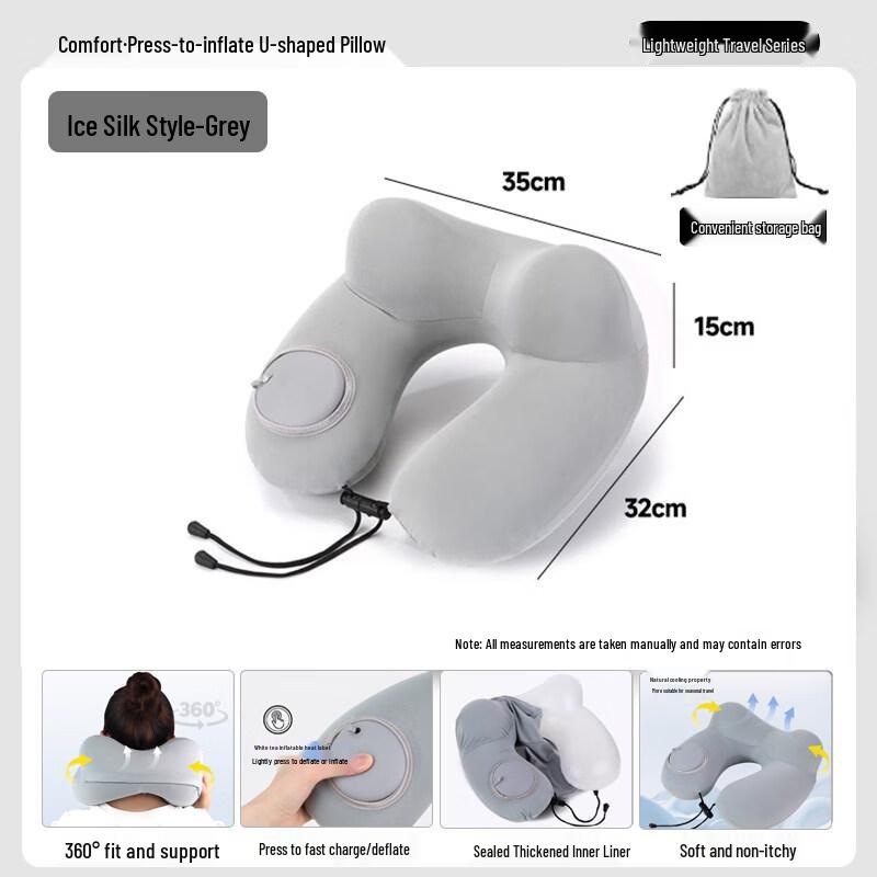 Kasisc Inflatable Double Hump U-shaped Neck Pillow
