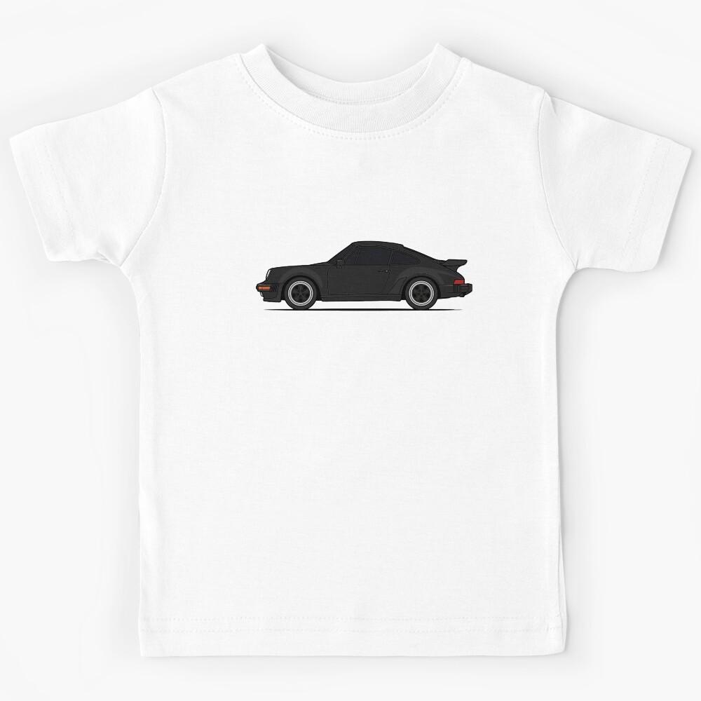 Retro P 930 Turbo Side View - Black on Black Kids T-Shirt 120