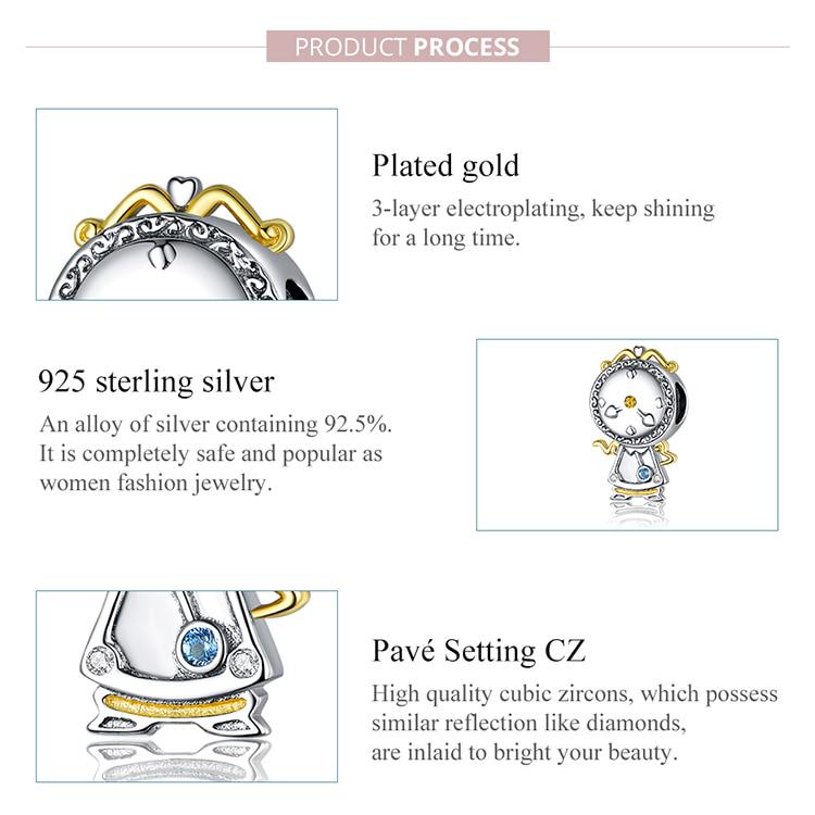 Bamoer 925 Sterling Silver Magic Clock Pets Charm for Original Silver Plated Platinum Bracelet Fine Jewelry