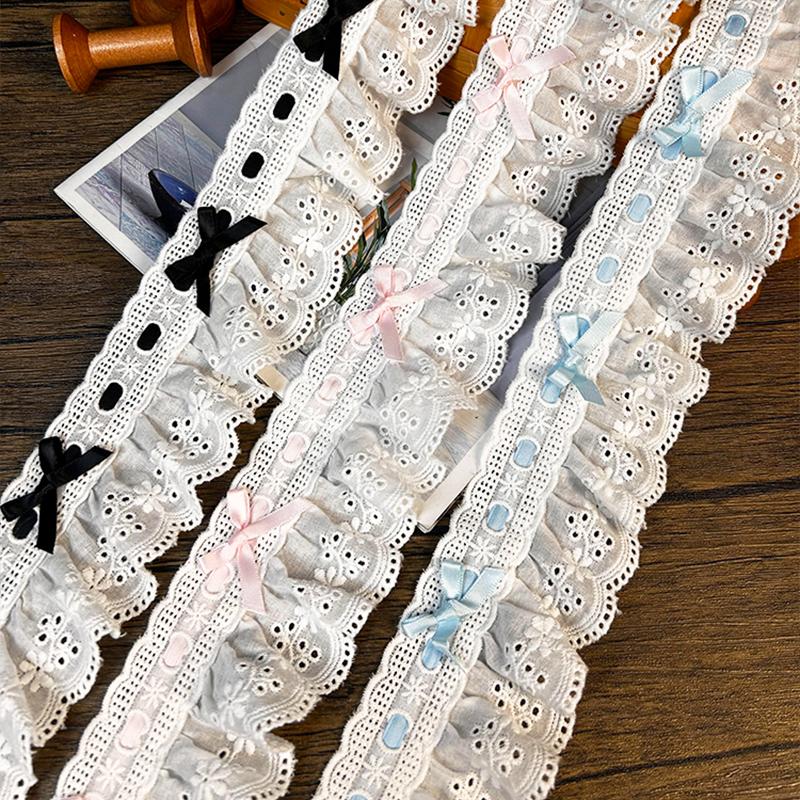 1yard Skirt Lace Accessories DIY Material Polyester Ribbon Embroidery Decorative Sewing Edges DIY Crafts 7cm Wide