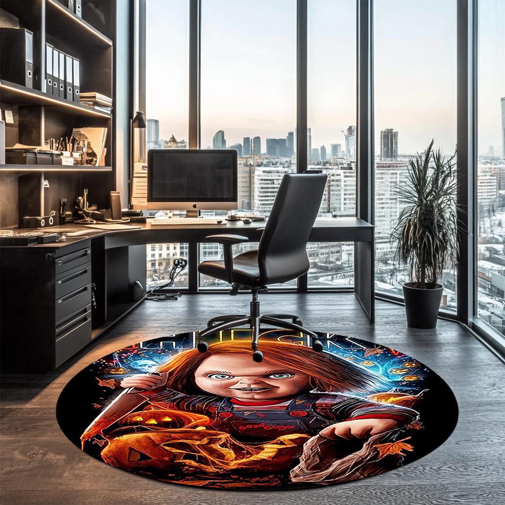 Chucky Printed Round Rug Carpet Chair Rug Area Rug Entryway Doormats,for Office Chair Living Room Bedroom Kitchen Room.