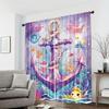 2pcs Vibrant Marine Life Curtains - Colorful Underwater Scene with Anchors   Fish & Coral Reefs   100% Polyester   Minimalist Desig