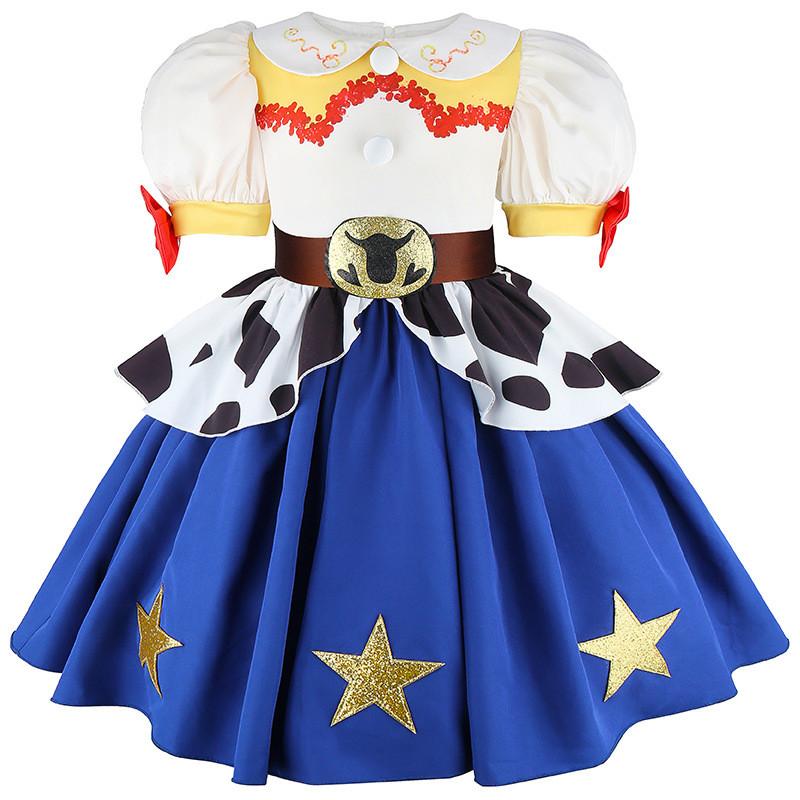 Kids Girls Jessie Short Sleeves Dress Birthday Halloween Cosplay Costumes 90cm