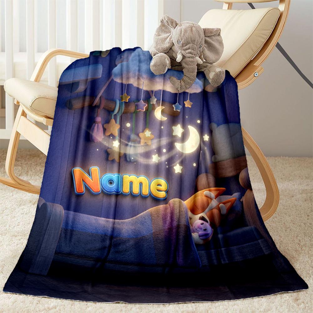 Bluey Family Adventure Personalized Name Blanket Gift Personalized Blanket Warmthful Decor Perfect for Nap Sofa Bed Couch for All Occasions