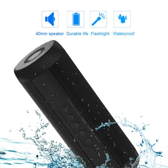 T2 Tragbarer Wasserdichter Drahtloser Bluetooth-kompatibler Subwoofer Taschenlampe Soundbar Lautsprecher