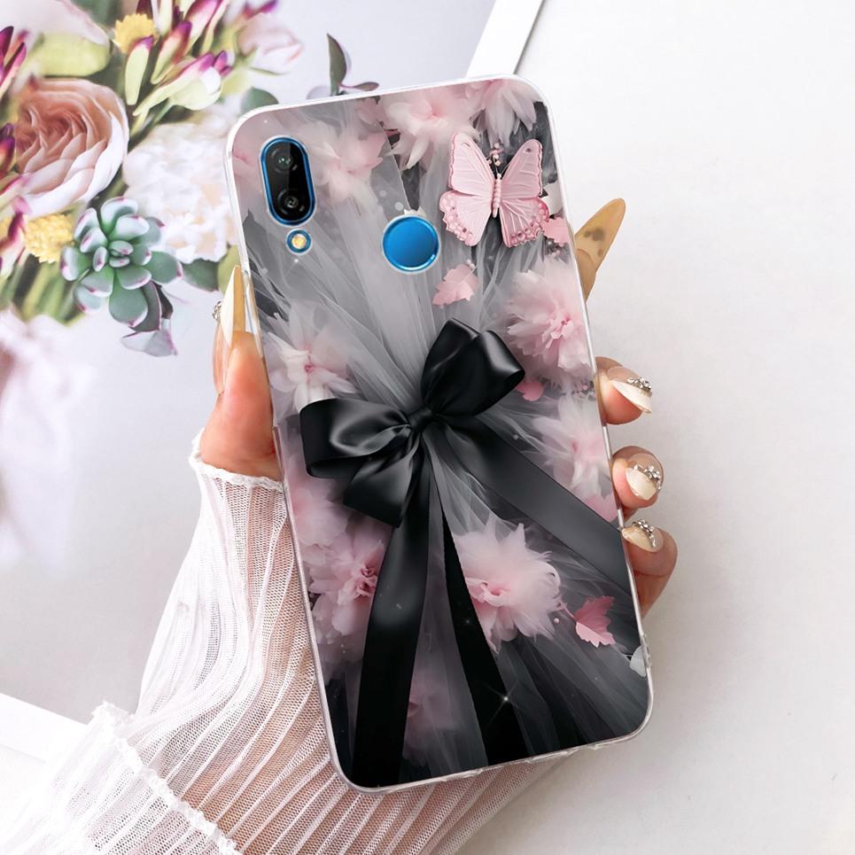 Luxury Flower Butterfly Bow Pattern Casing For Huawei Nova 3e 3i Back Cover Clear Soft Silicone Phone Case For Huawei P20 Lite