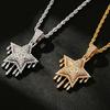 Hip Hop Style Copper Inlaid Zircon Star Flowing Gold Pendant, Three-dimensional Pentagram Necklace