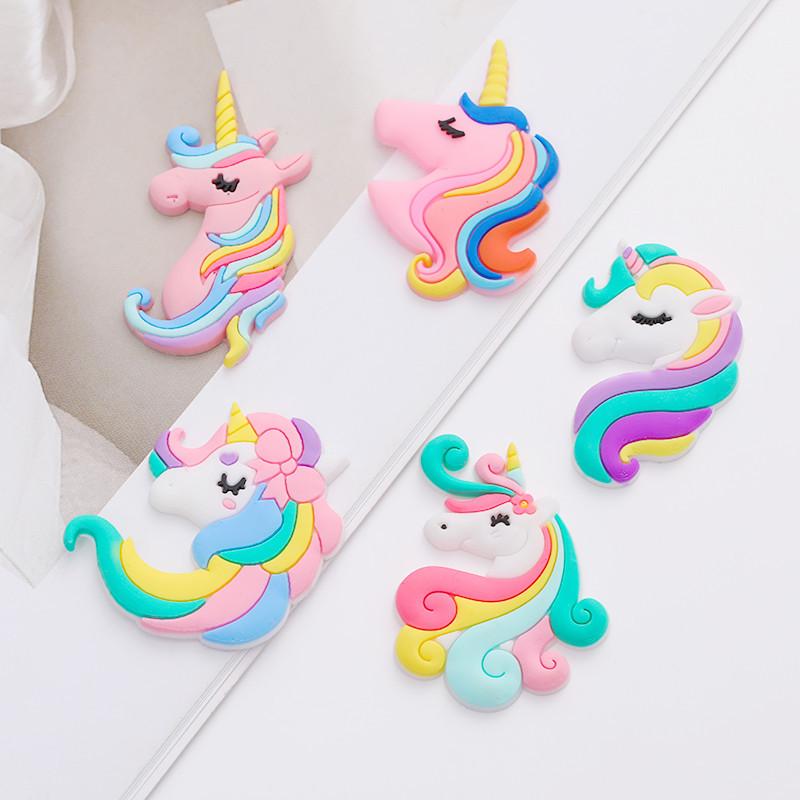 Cartoon Rainbow Unicorn PVC Hair Clip & Magnet DIY Accessory