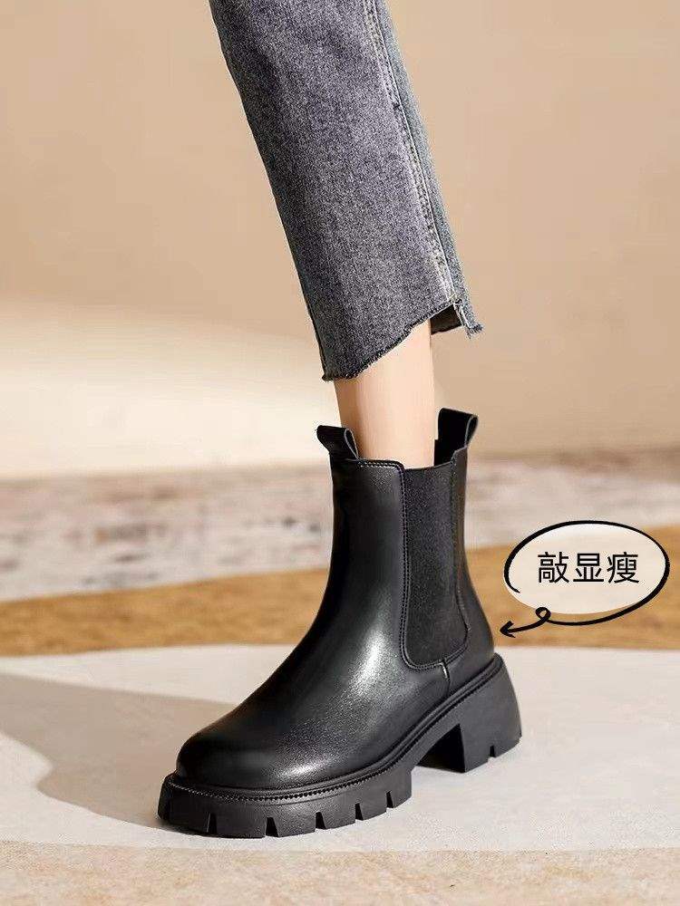Chelsea boots women's 2025 autumn and winter super fire fried street thick-soled thin small short boots winter women's shoes cigarette holder Mart