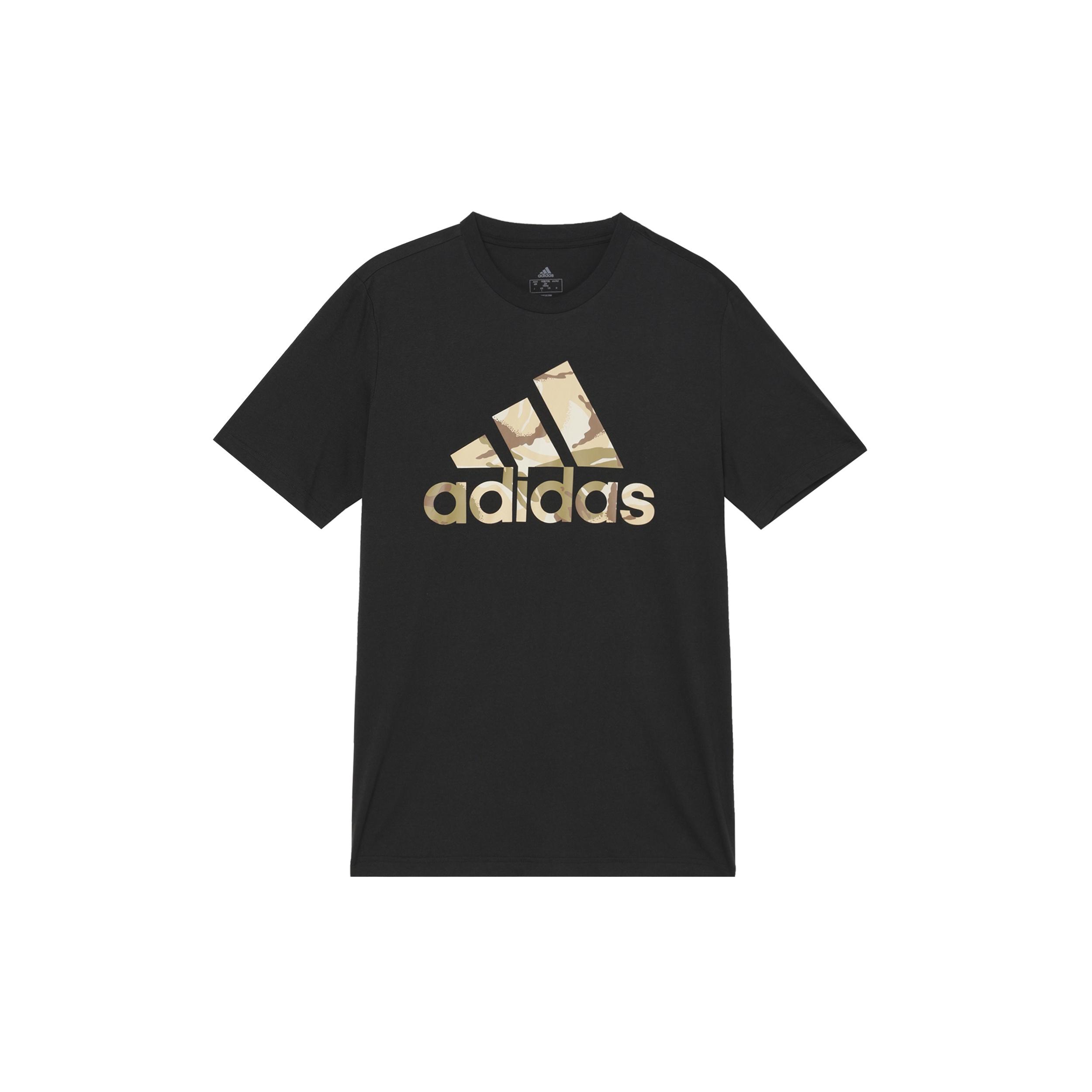 adidas Alphabet Large Logo Printing Round Neck Pullover Sports Short Sleeve Black Men s GK9636 XS