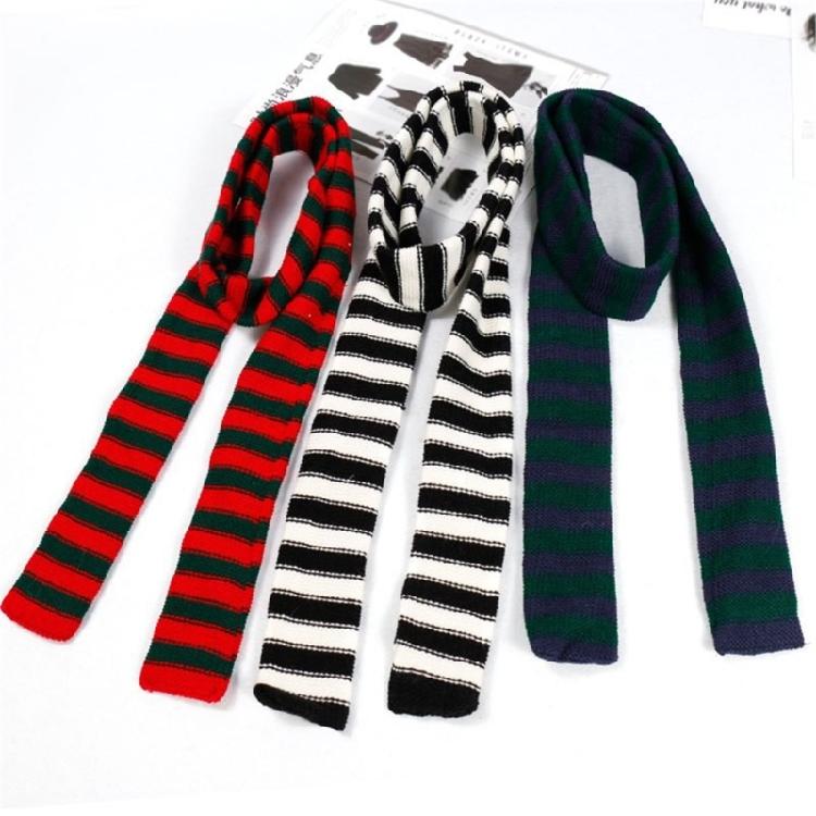 Striped Scarf Long Knitted Scarf Neck Warmer Women Scarf Lightweight Neck Wrap