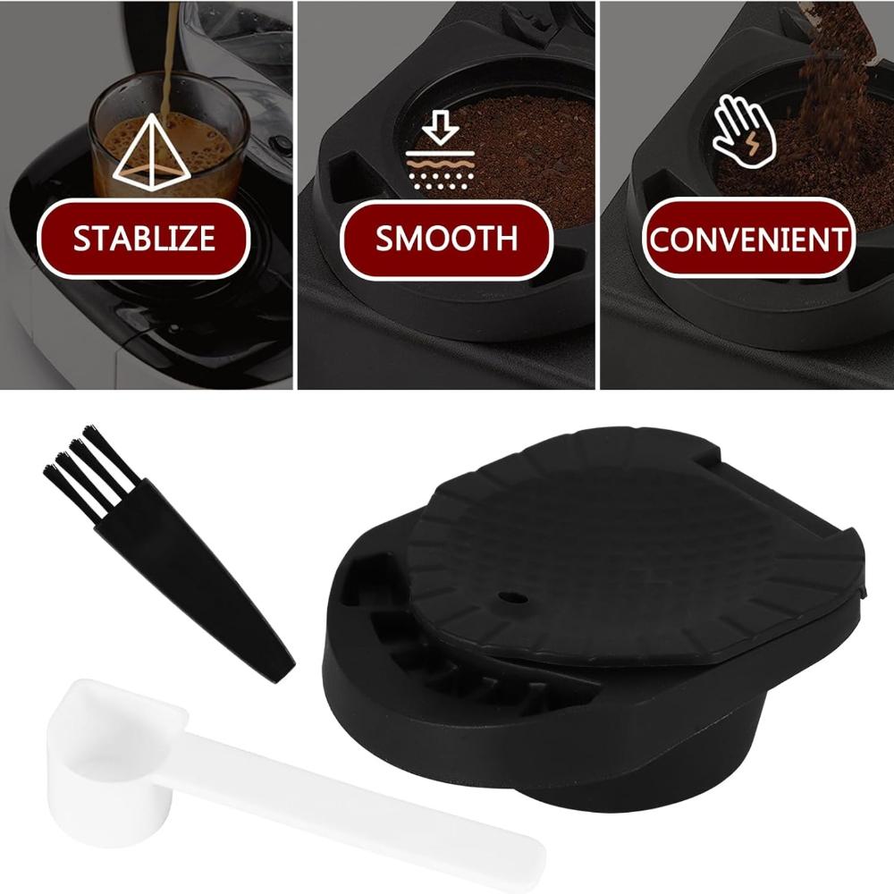 Reusable Capsule Adapter for Dolce Gusto, Coffee Machine Powder Tray with Spoon and Brush, Refillable Coffee Pods Adapter Compatible with Piccolo