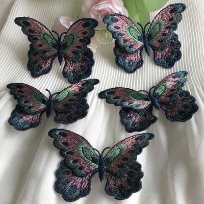 5 Stück/Set Bunte Schmetterling Stickerei Stoffaufkleber Doppellagig Wasserlöslicher Stickflicken Kleidung Rock Schuhe Hut Dekoration Zubehör DIY