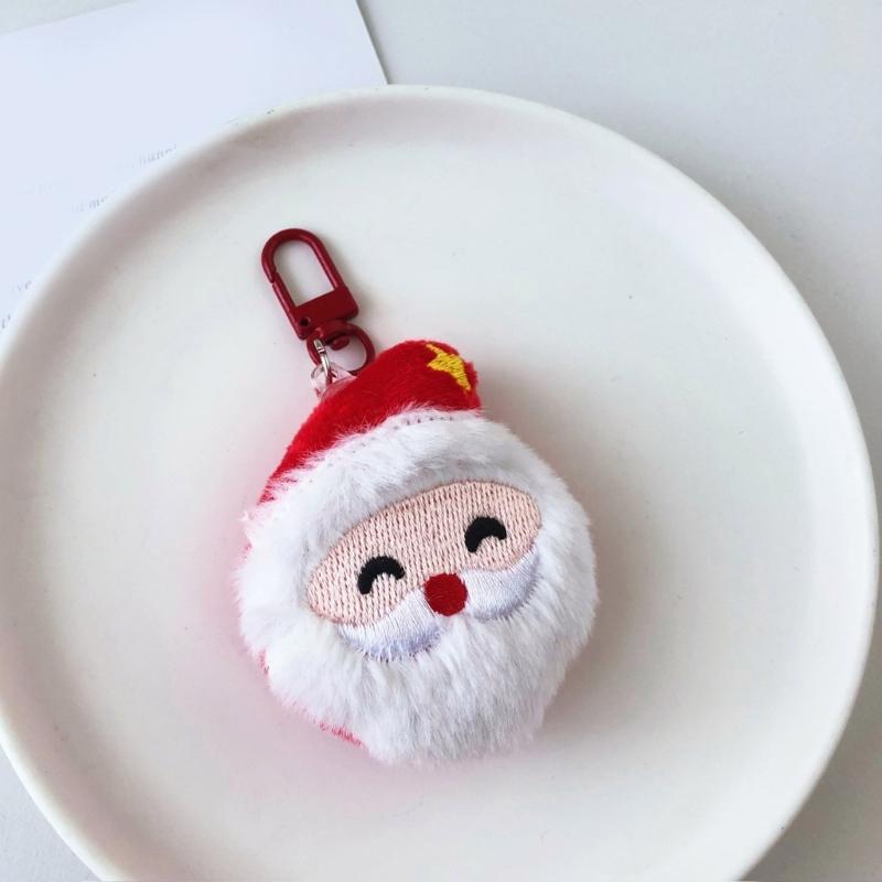 6 Pieces Cartoon Plush Christmas Keychain Collection Decorative Keyring Pendant Soft PP Cotton Charm for Bags and Keys