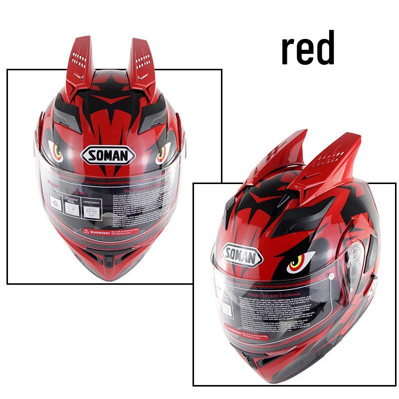 Unique Bull Horns Full-Face Motorcycle Racing Helmet - Fashionable and Personalized