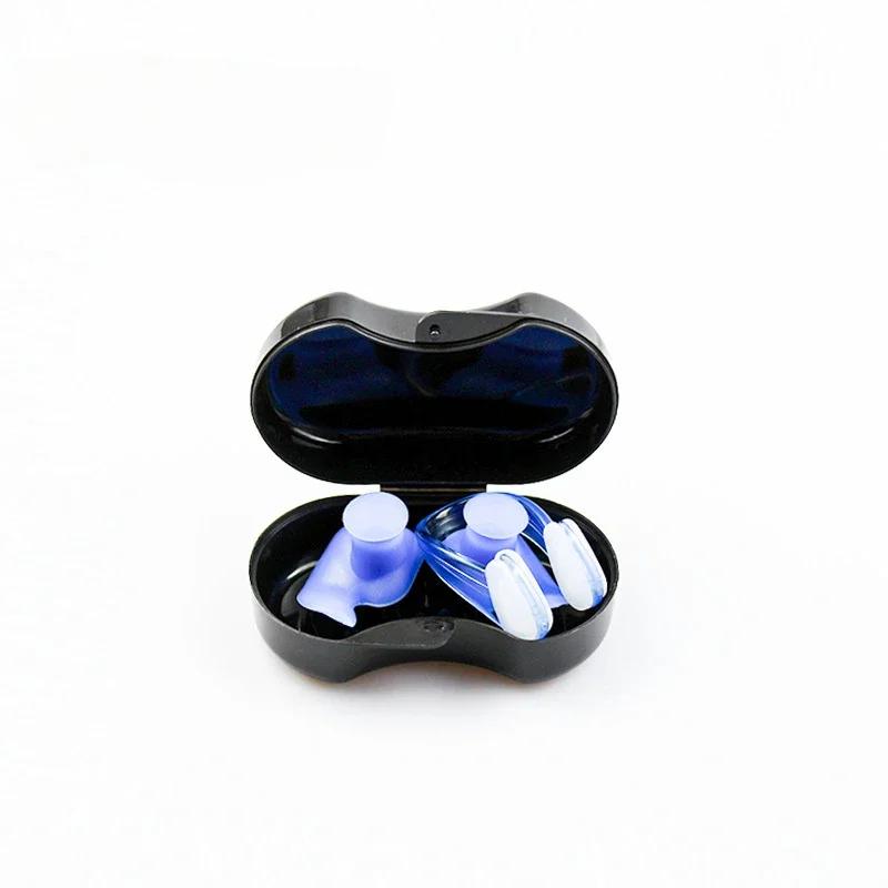 

1 комплект берушей для плавания, зажим для носа, водонепроницаемые беруши для плавания, защита носа и ушей для мужчин, женщин, детей, универсальный набор синий