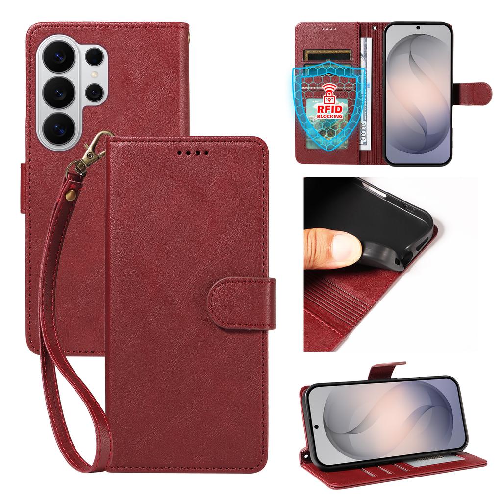 Cowhide Pattern Leather Phone Case for Samsung Galaxy S26 Ultra S25 Edge S24 Plus S23 Fe S22 S21 S20 Card Holder Flip Cover