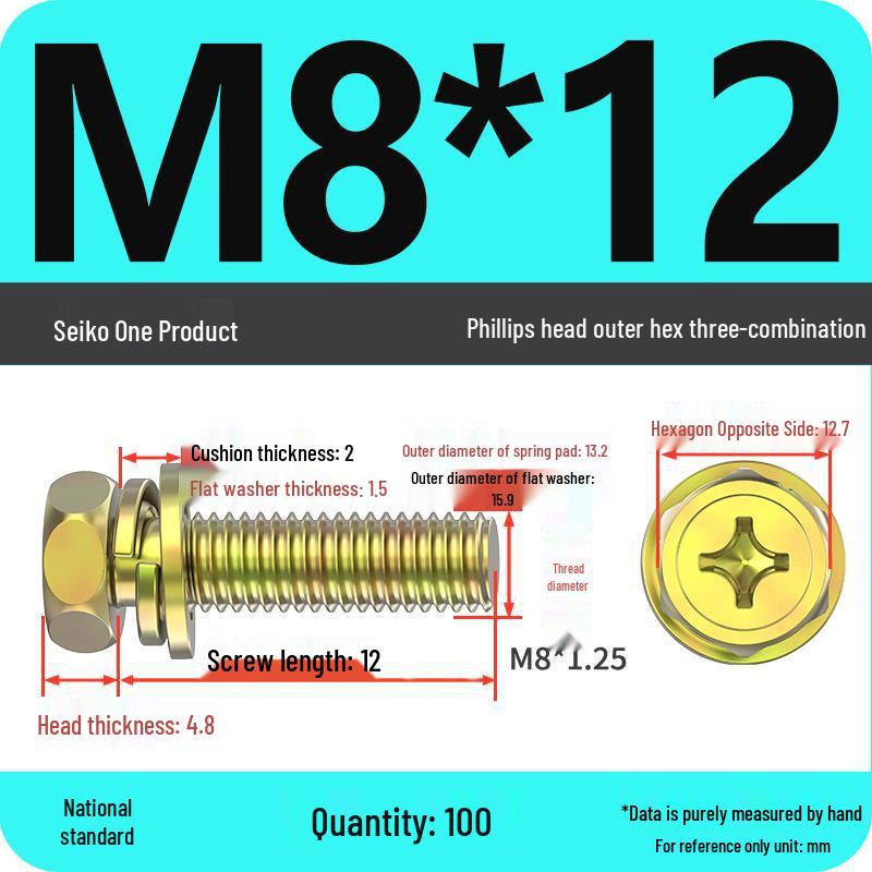 Hexagon Head Combination Screw Bolt Set with Washer and Spring Washer