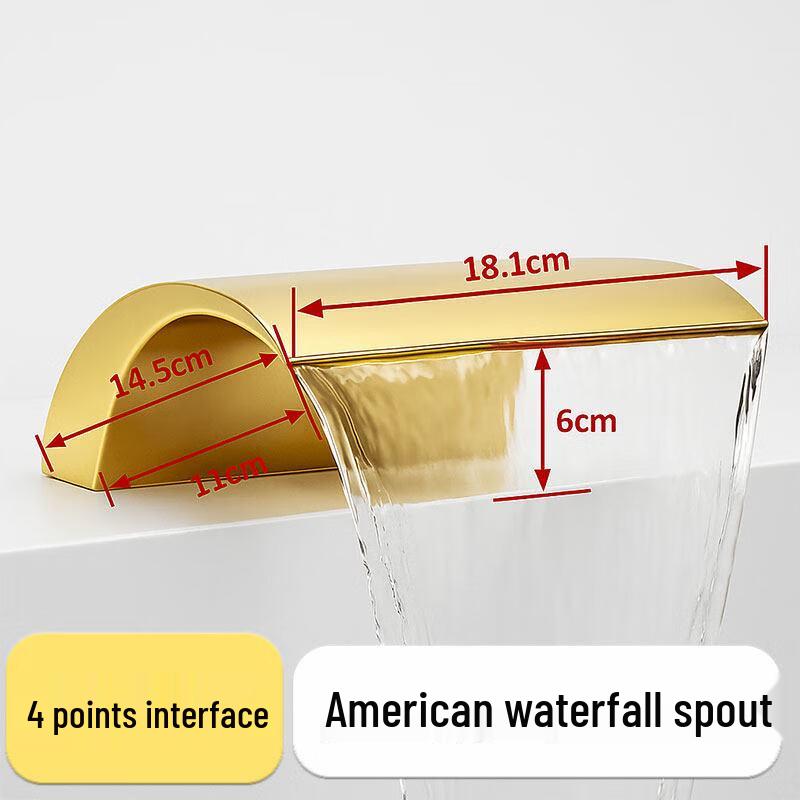 TLXT American Style Gold Waterfall Bathtub Spout