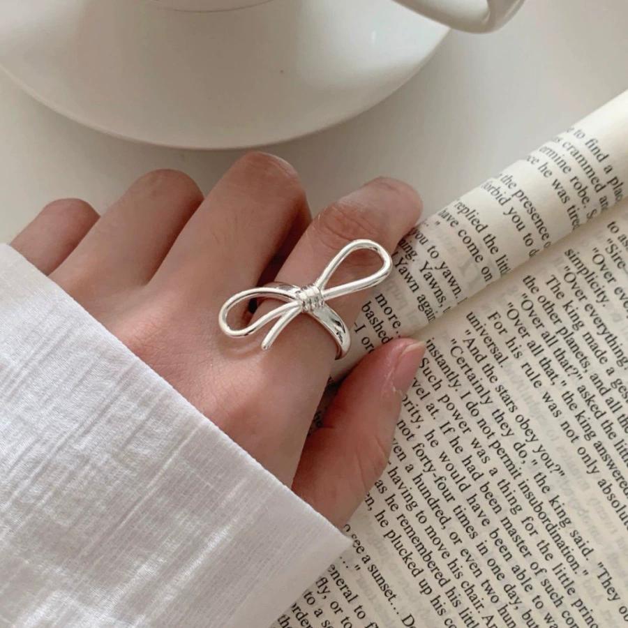 

Minimalist Handmade Simple Big Bow Open Rings For Women Fashion New Jewelry Gift Party Daily Wholesale anillos resizable