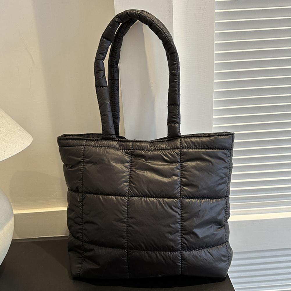 Women Padded Shoulder Bag Large Capacity Top Handle Bag Fashion Space Pad Cotton Puffer Tote Handbag Quilted Shopper Bag
