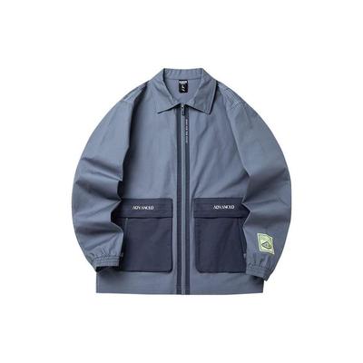 Basketball-Serie Kontrasttasche Locker geschnittene gewebte Sportjacke Herrenjacke Hasengrau 952221610-1