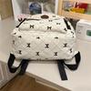 Cute Bow Print Corduroy Backpack for Women Casual Daypack Travel School Bag with Multi Pockets
