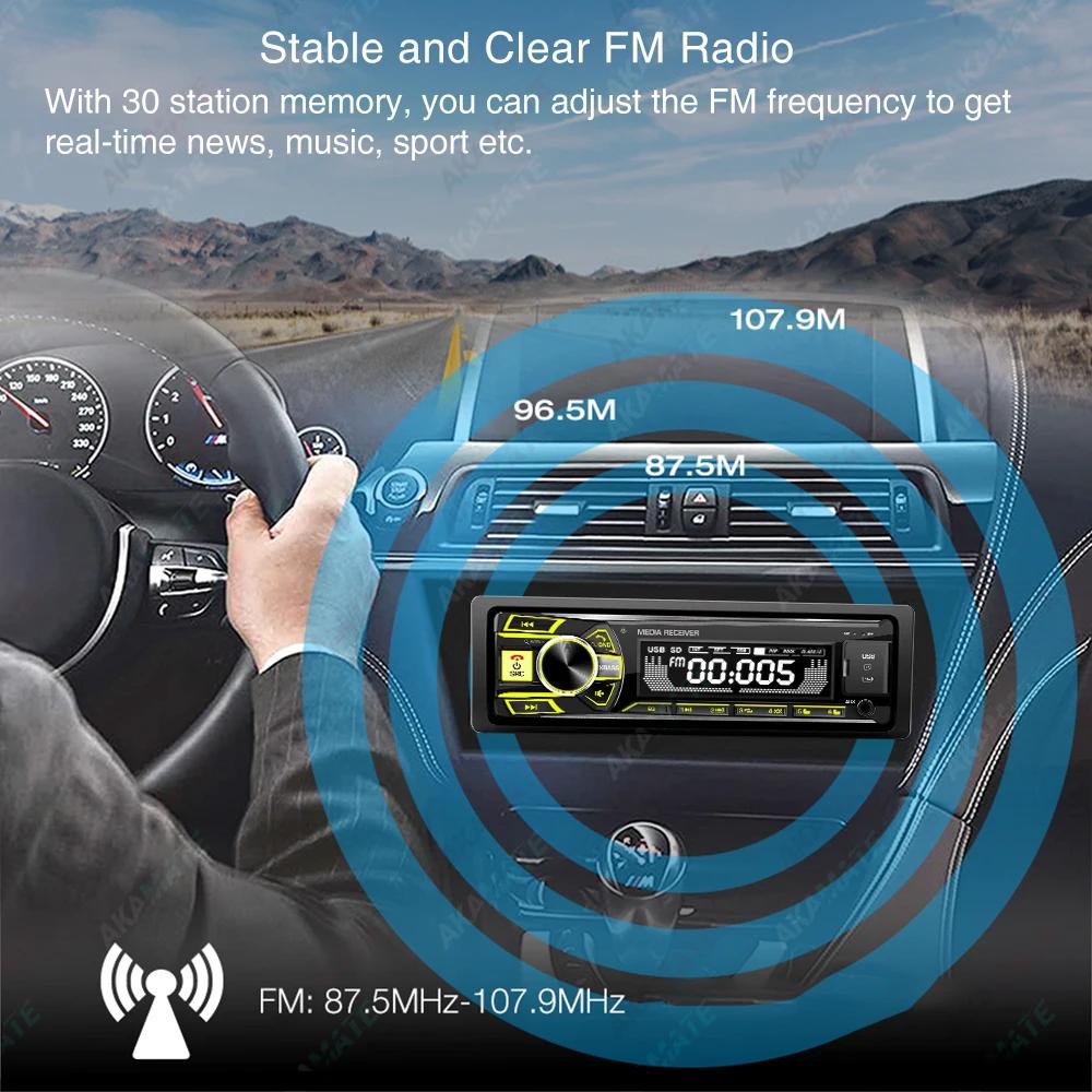 1Din MP3 Player Car Radio FM Radio Tuner Support Bluetooth AUX USB TF Card Multimedia Player Universal