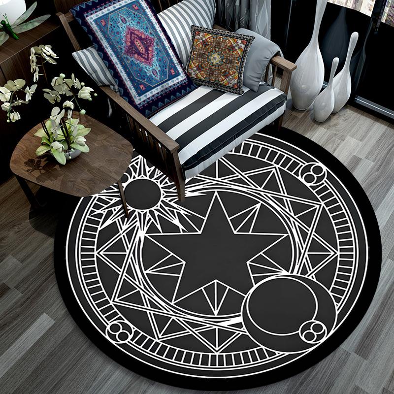 Cartoon Print Round Area Rug,Carpet Rug for Living Room Bedroom Sofa Playroom Decor,Non-slip Floor Mat