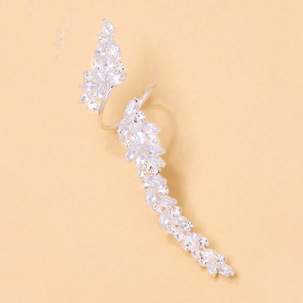 Copper Elegant Open Zirconia Ring Shiny Simplicity Female Leaf Ring  Valentine Day Gifts