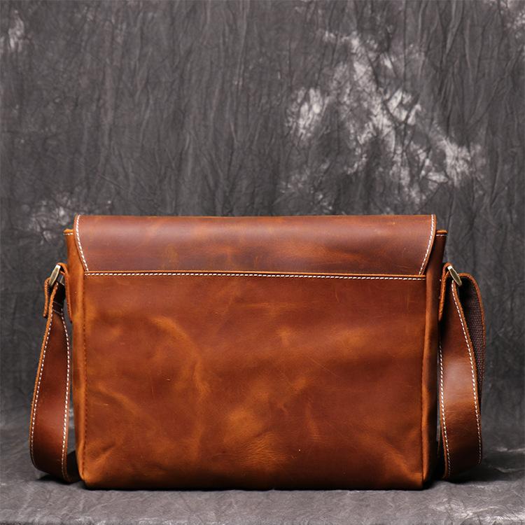 Retro Leder Herrentasche Handgefertigt Damen Rindsleder Umhängetasche Crazy Horse Leder Einfache Herren Umhängetasche