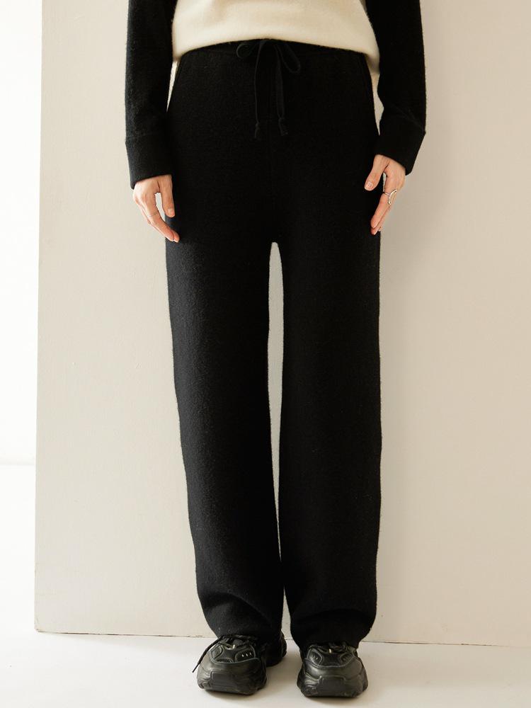 Women's High-Waist Cashmere Wide-Leg Knit Pants