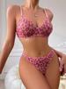 Ästhetisches Grunge Ultra Dünne Sets Damen Durchsichtig Sexy Gepunktet Halbschalen Zweiteiliges Set Mode Tanga Dessous Anzug