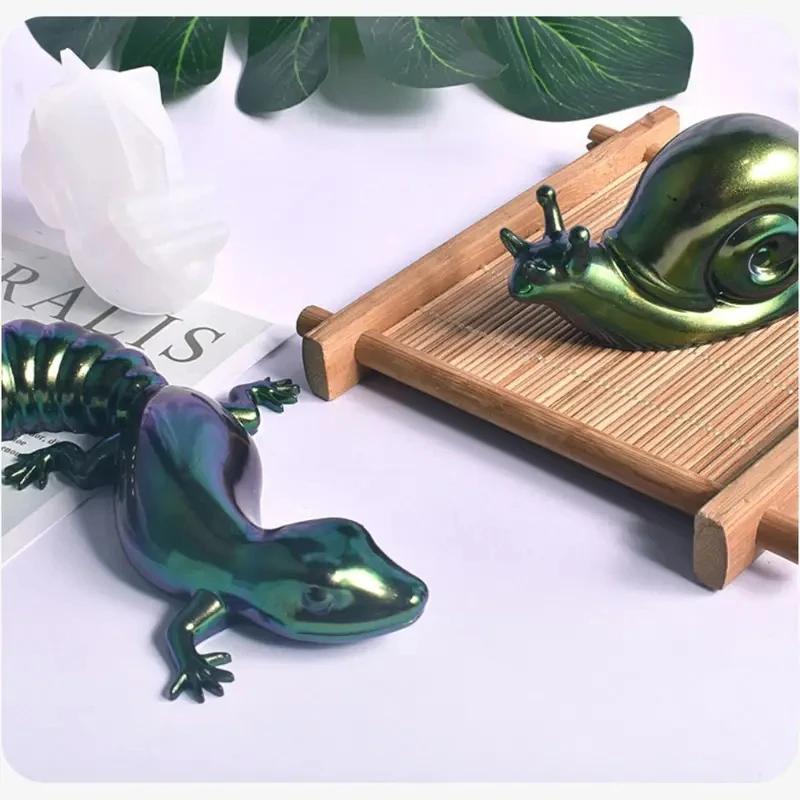 4Pcs Animal Molds Frog Resin Molds Silicone Lizard Mould 3D Snails Epoxy Casting Mould for Wall Hanging Home Desktop Decoration