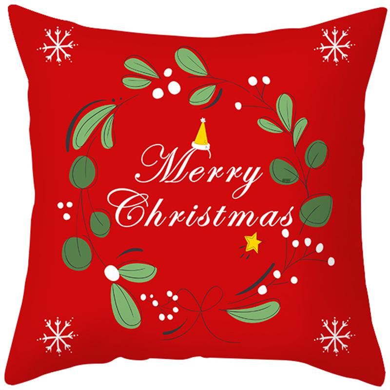 New Christmas Pillow Case Printed Peach Skin Living Room Bedroom Sofa Cushion Home Pillow Case