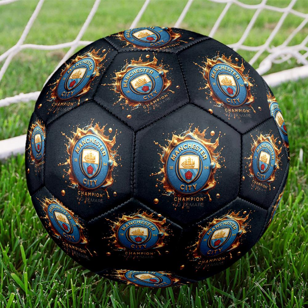 Manchester CitySoccer Ball Colorful All Ages Machine Stitched PVC Competition Ready Durable High-Bounce