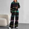 Patchwork Tie-dye European and American Casual Long-sleeve Set, Women's Hoodie Sweatshirt and Pants Two-piece Set