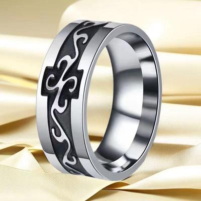 Men's Ethnic Style Stainless Steel Ring - Durable, Non-Fading Titanium Steel with a Cool, Simple Design