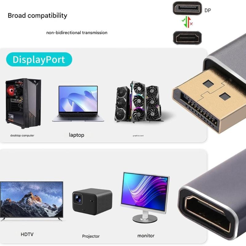 To Hdtv Adapter Supports 8K60Hz 4K160Hz 1080P@320Hz DP Male to Female Hdtv Converters For PC Laptop
