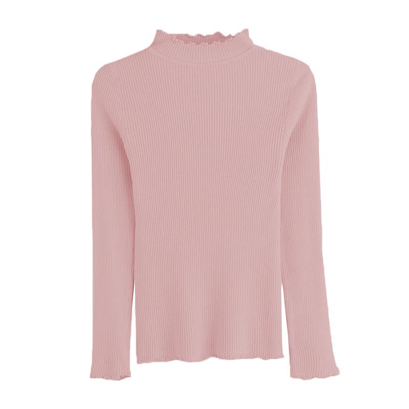 Women's Ruffle Half High Neck Long Sleeve Sweater - Early Spring & Autumn Style